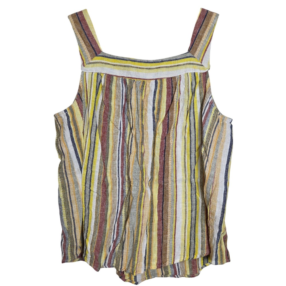 Cato Plus‎ Linen Blend Stripe Tank Square Neck Flowy 18/20W